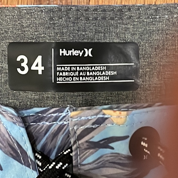 Hurley Mens Boardshorts NWT size 34 4-way stretch Pockets Blue Floral - Picture 4 of 8